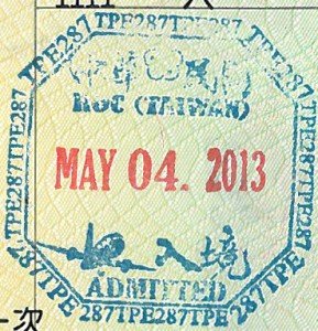 Sello pasaporte visa on arrival Taiwan