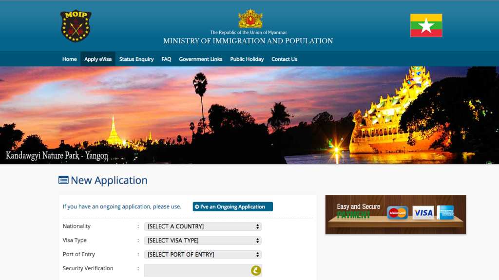 evisa para Myanmar Birmania online a través de su web