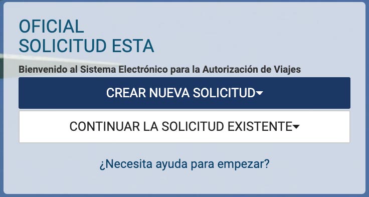 Solicitud individual del formulario ESTA de Estados Unidos en español