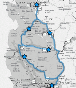 Mapa de la ruta de los 7 lagos