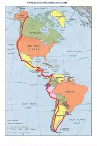 Mapa de la ruta panamericana