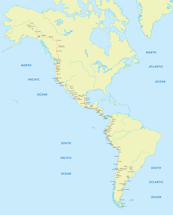 mapa de la carretera panamericana