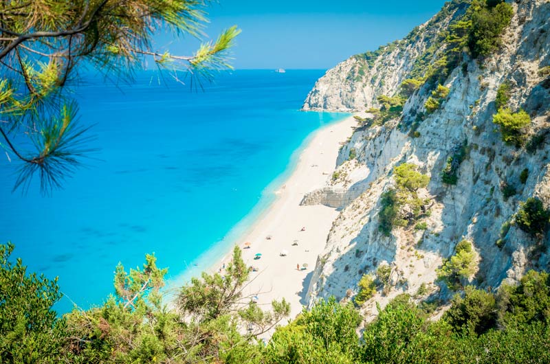 Vista de la playa de Egremni en la isla de Lefkada