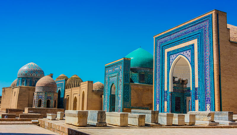 Shah-i-Zinda o Shohizinda (El Rey viviente), necrópolis en Samarcanda (Uzbekistán)