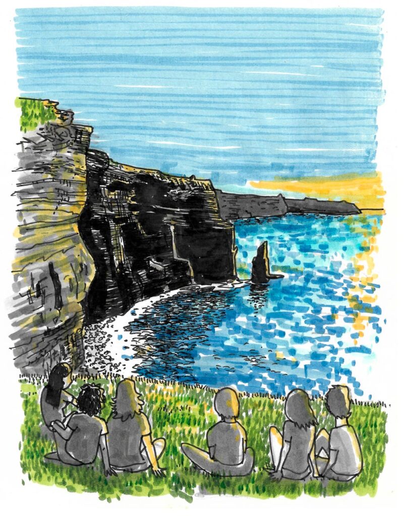 Ilustración de los Acantilados de Moher en Irlanda