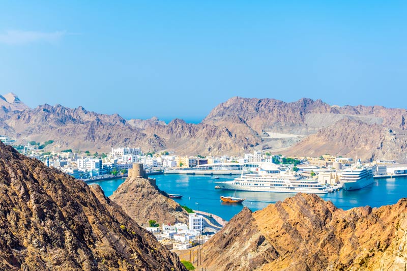 Vista aérea del puerto de Mutrrah en Omán